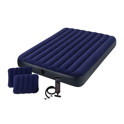 108-046 КРОВАТЬ НАДУВНАЯ, РУЧНОЙ НАСОС, 2 ПОДУШКИ, FIBER-TECH, 152Х203Х25 СМ, INTEX "CLASSIC DOWNY КВИН", 64 