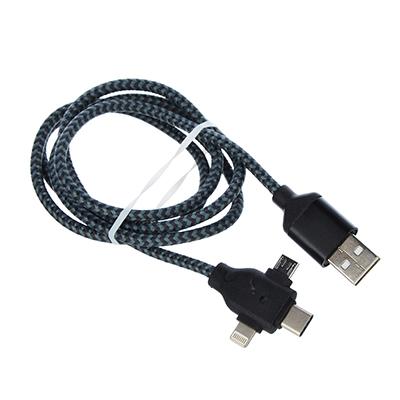 470-045 FORZA КАБЕЛЬ ДЛЯ ЗАРЯДКИ, 3 В 1, IP, MICRO USB, TYPE-C, ДЛИНА ПРОВОДА 1 М, 2А