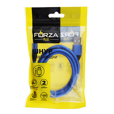 443-011 КАБЕЛЬ ДЛЯ ЗАРЯДКИ FORZA TYPE C, 2A, 1М, ПРЕМИУМ, ПЛАСТИК