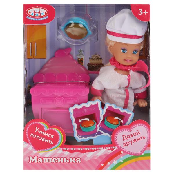 263707 Кукла, ТМ Карапуз, Машенька 12см, в наборе кухонная плита, костюм повара