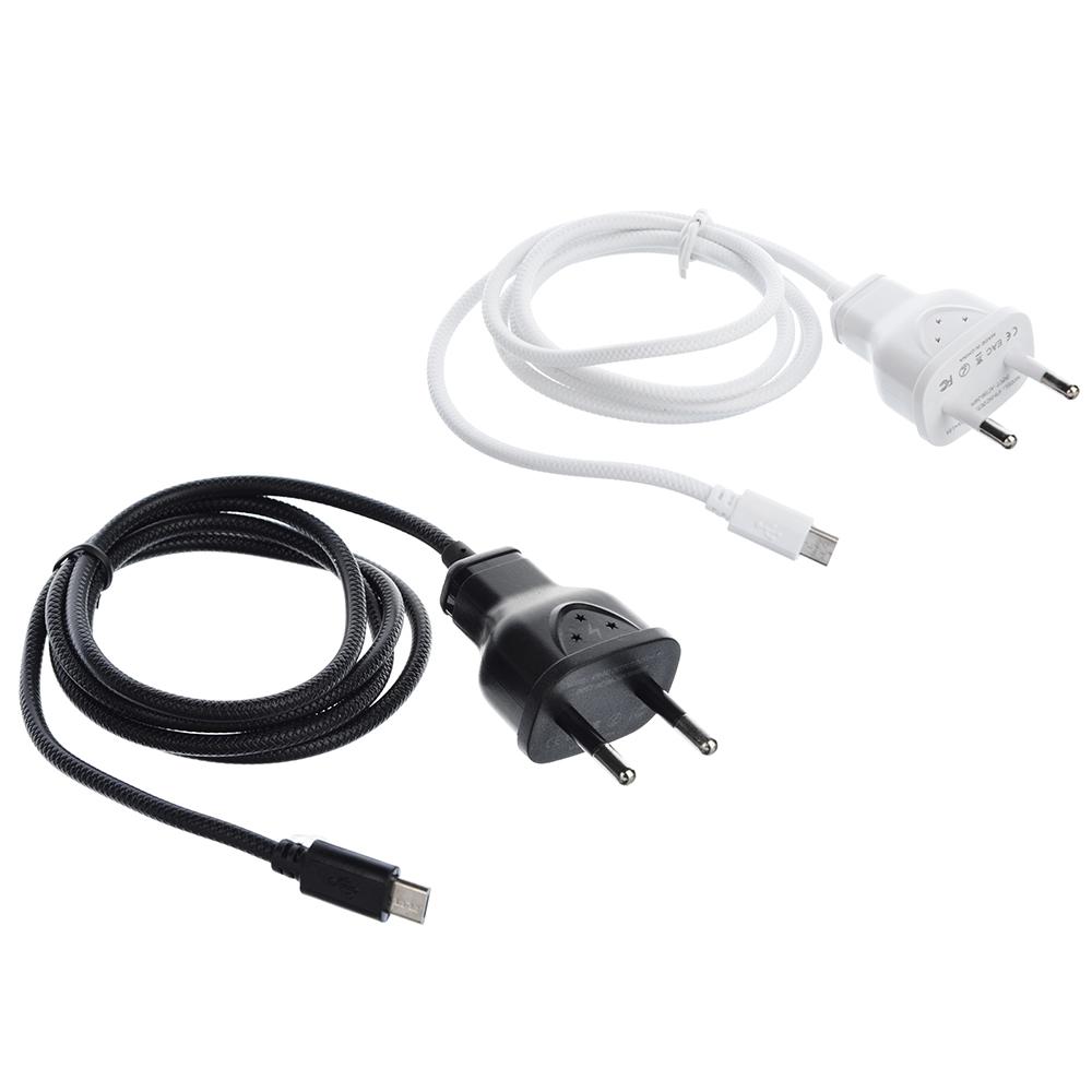 470-042 FORZA КАБЕЛЬ ДЛЯ ЗАРЯДКИ С ВИЛКОЙ 220В, MICRO USB, 1М, 1А, ПРОРЕЗИНЕННЫЙ, 2 ЦВЕТА, КОРОБКА ПВХ