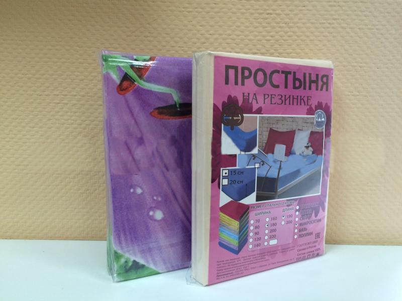 Простыня Микросатин РТ однотонная (на резинке, борт 15 см) 180/190