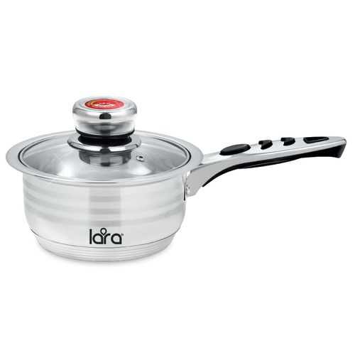 LR03-16 Сотейник LARA Adagio (нерж) 16x8см,1.6л,капсулированное индукционное дно, крышка 