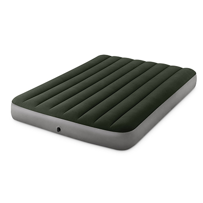 108-058 INTEX КРОВАТЬ НАДУВНАЯ DOWNY BED QUEEN, (FIBER-TECH), НАСОС НА БАТАРЕЙКАХ, 152X203X25СМ, ПВХ, 64779 