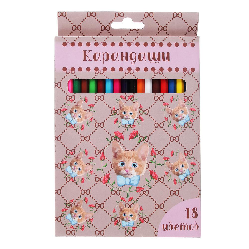 228-090 КАРАНДАШИ ГЛАМУР КЭТС 18 ЦВЕТОВ, ШЕСТИГРАННЫЕ ЗАТОЧЕННЫЕ