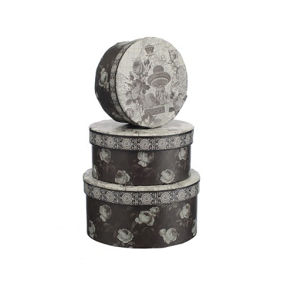 258-HB Набор Круглых Коробок Roses in Black 3 шт.