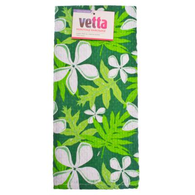 439-427 VETTA Полотенце кухонное вафельное с принтом, 100% хлопок, 40x60см, зелёное