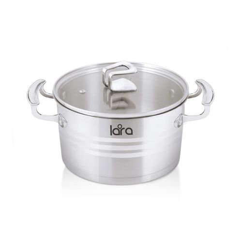 LR02-13 Кастрюля LARA (нерж) PREMIUM 20x11см, 3,1л, оцинк литые ручки, капсулир индукц дно, крышка