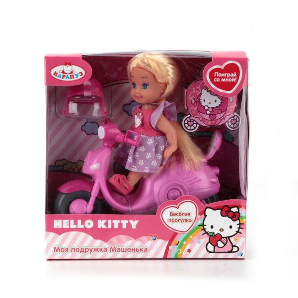 209216 КУКЛА "КАРАПУЗ" HELLO KITTY. МАШЕНЬКА 12СМ, ТВЕРДОЕ ТЕЛО, НА СКУТЕРЕ В РУСС 