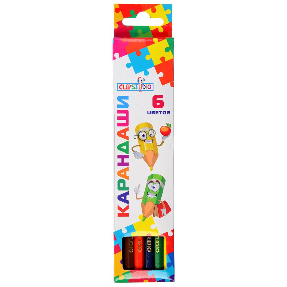 228-009 КАРАНДАШИ CLIPSTUDIO 6 ЦВЕТОВ ШЕСТИГРАННЫЕ