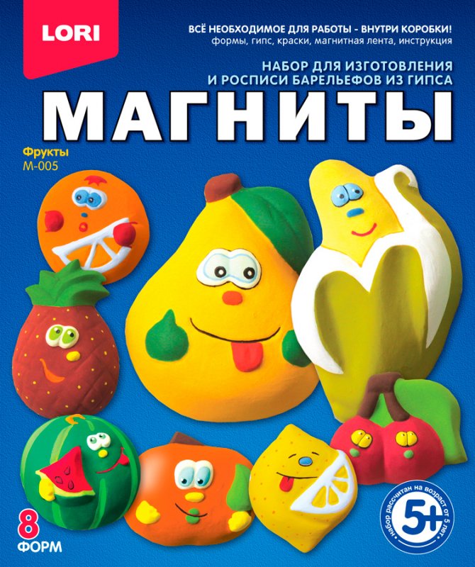 М-005 Фигурки на магнитах из гипса "Фрукты"