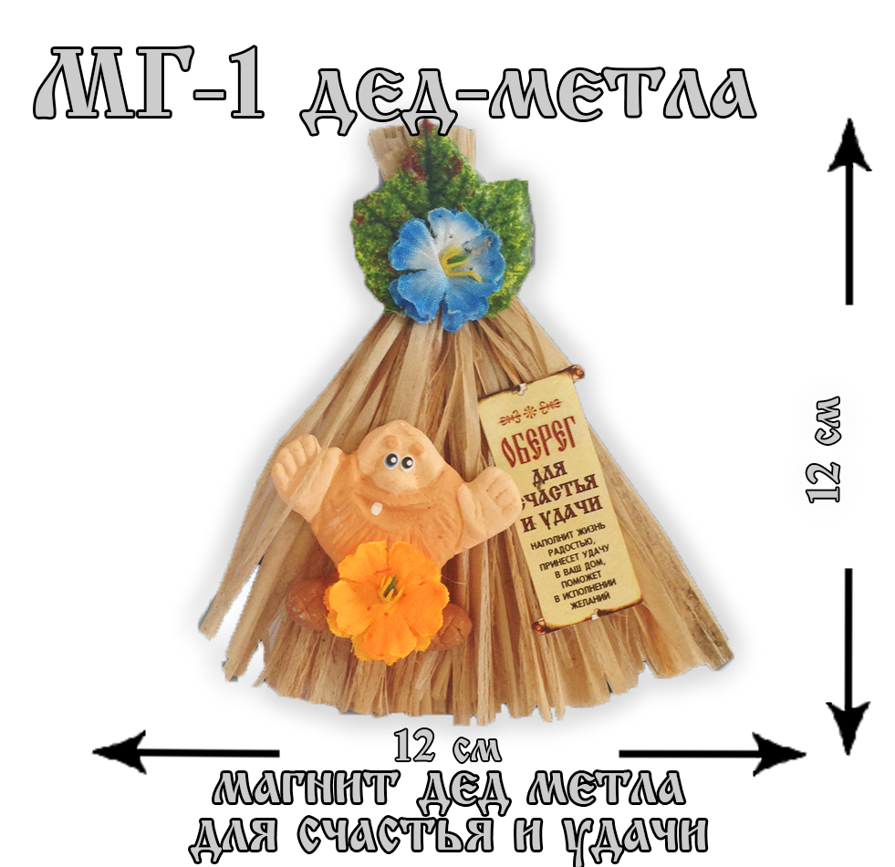 МГ-дед метла1 Магнит-дед метла (домовой магнит) для счастья и удачи